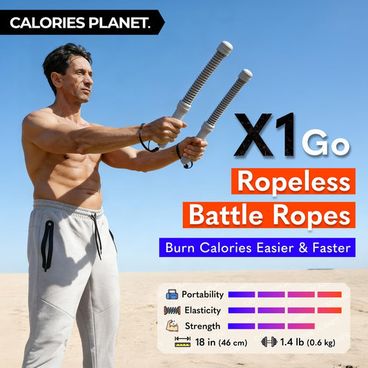 X1 Go Ropeless Battle Rope for Home Gym, HIIT Workouts, Low-Impact Cardio Training