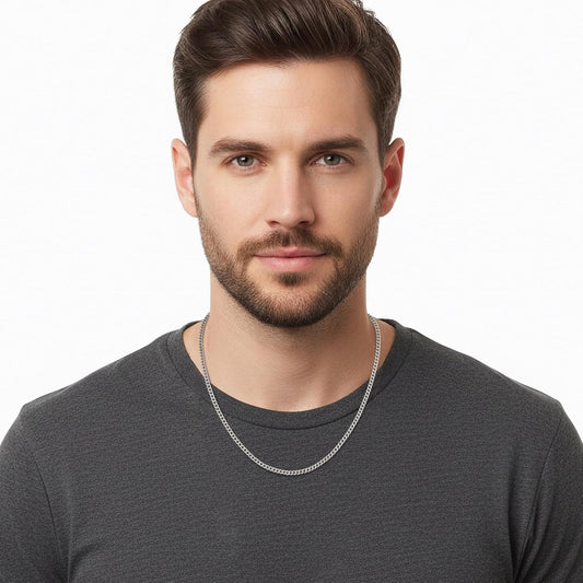 3.5Mm Cuban Link Chains for Men, Silver Tone/Black/14K Gold Plated Stainless Steel Necklace Chain, Mens Necklace 16, 18, 20, 22, 24, 26, 28 Inch