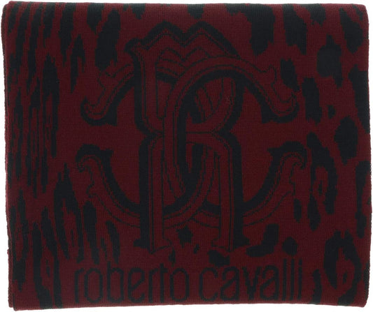 ESZ025 02000 Burgundy Wool Blend Leopard Print Mens Scarf