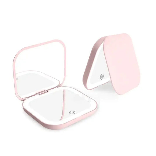 Compact Mirror with Lights, 1X/2X Magnification Portable Folding Handheld Small Pocket LED Travel Makeup Mirror for Gift, Purse