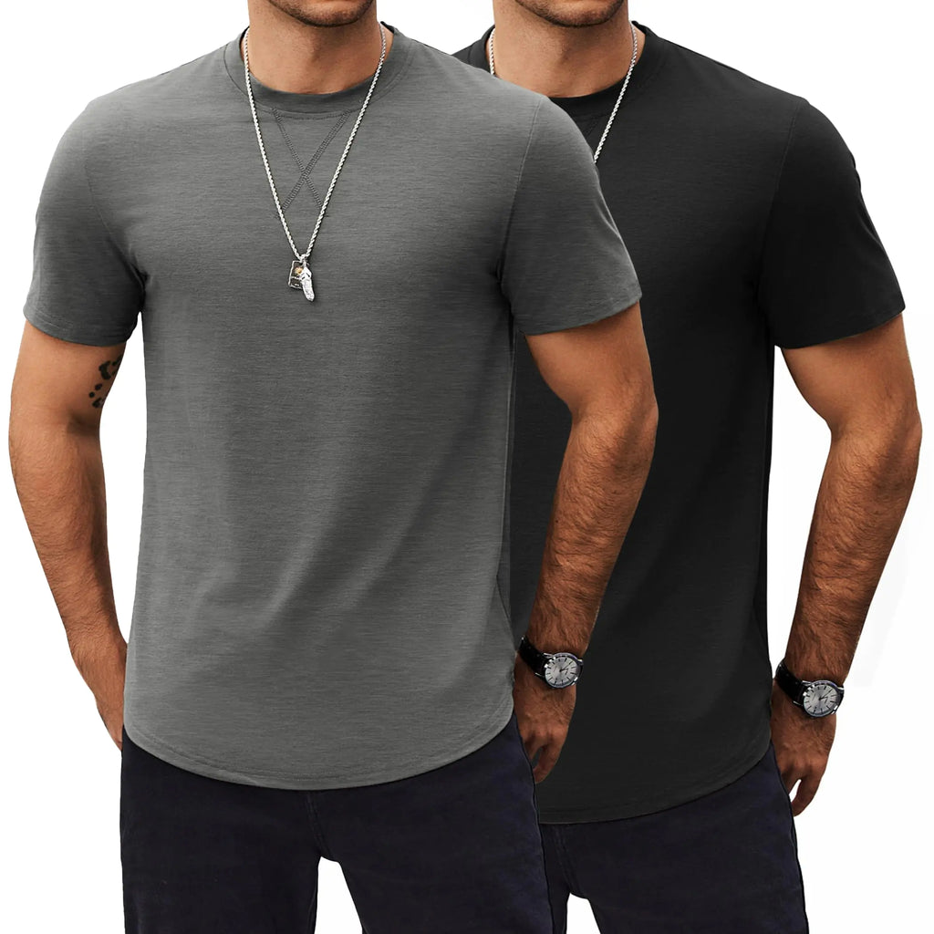 COOFANDY Mens Casual T Shirts Short Sleeve Cotton Tee Shirts Hipster Hip Hop Longline T-Shirt Basic Summer Tops