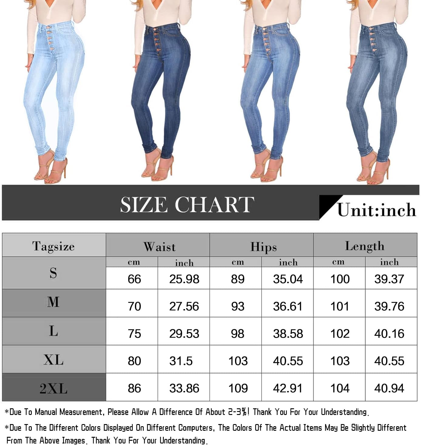 Womens Curvy High Waist Stretch Butt Lifting Skinny Colombian Jeans