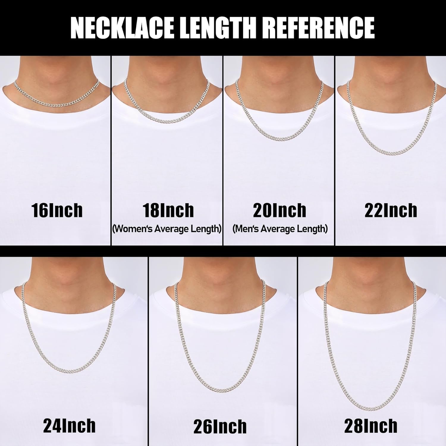 3.5Mm Cuban Link Chains for Men, Silver Tone/Black/14K Gold Plated Stainless Steel Necklace Chain, Mens Necklace 16, 18, 20, 22, 24, 26, 28 Inch