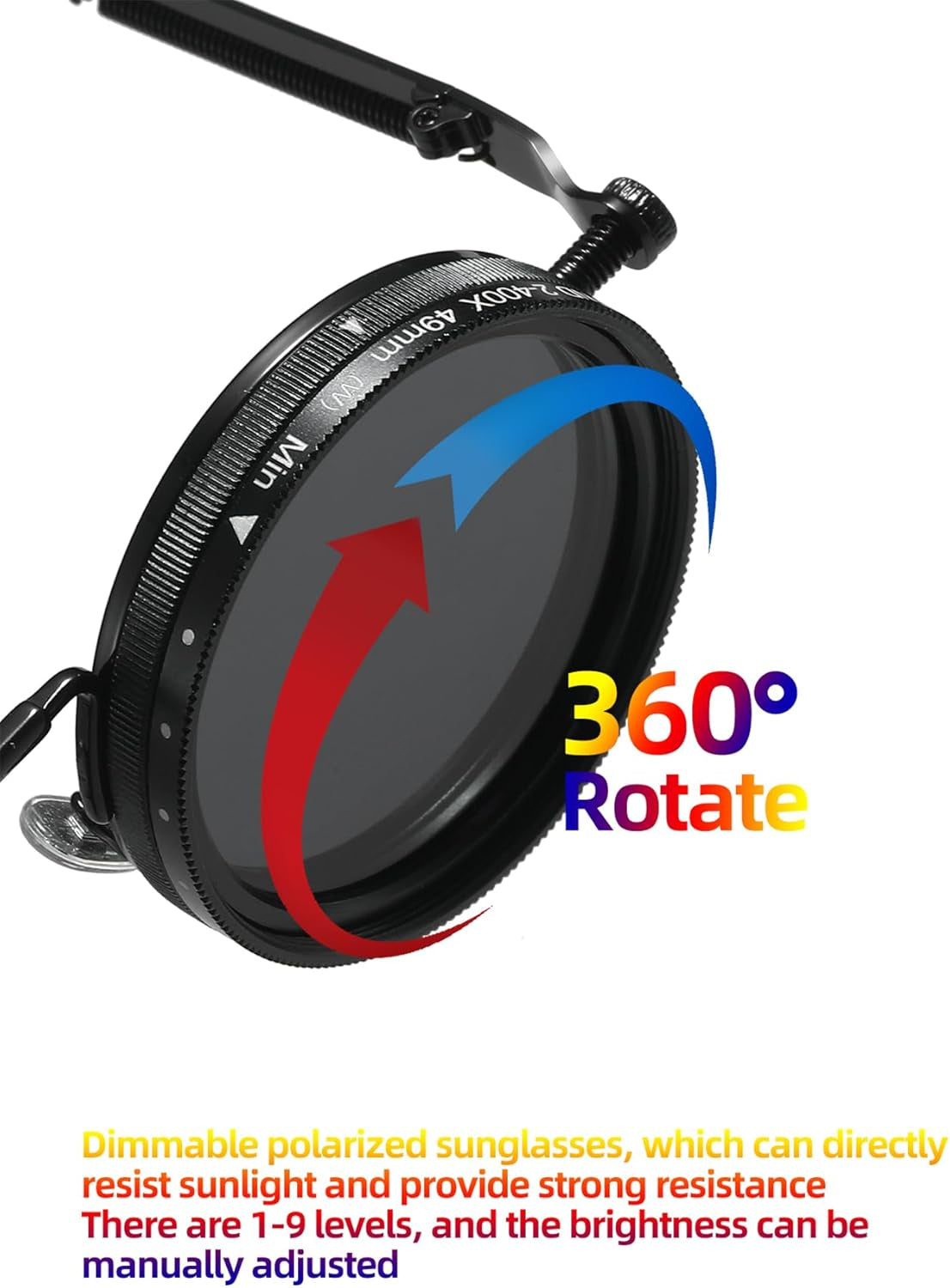 Adjustable Tint Sunglasses, 1-9 Gears Nightshift Glasses Retro round Polarized Dimming Glasses ND Filter Lenses