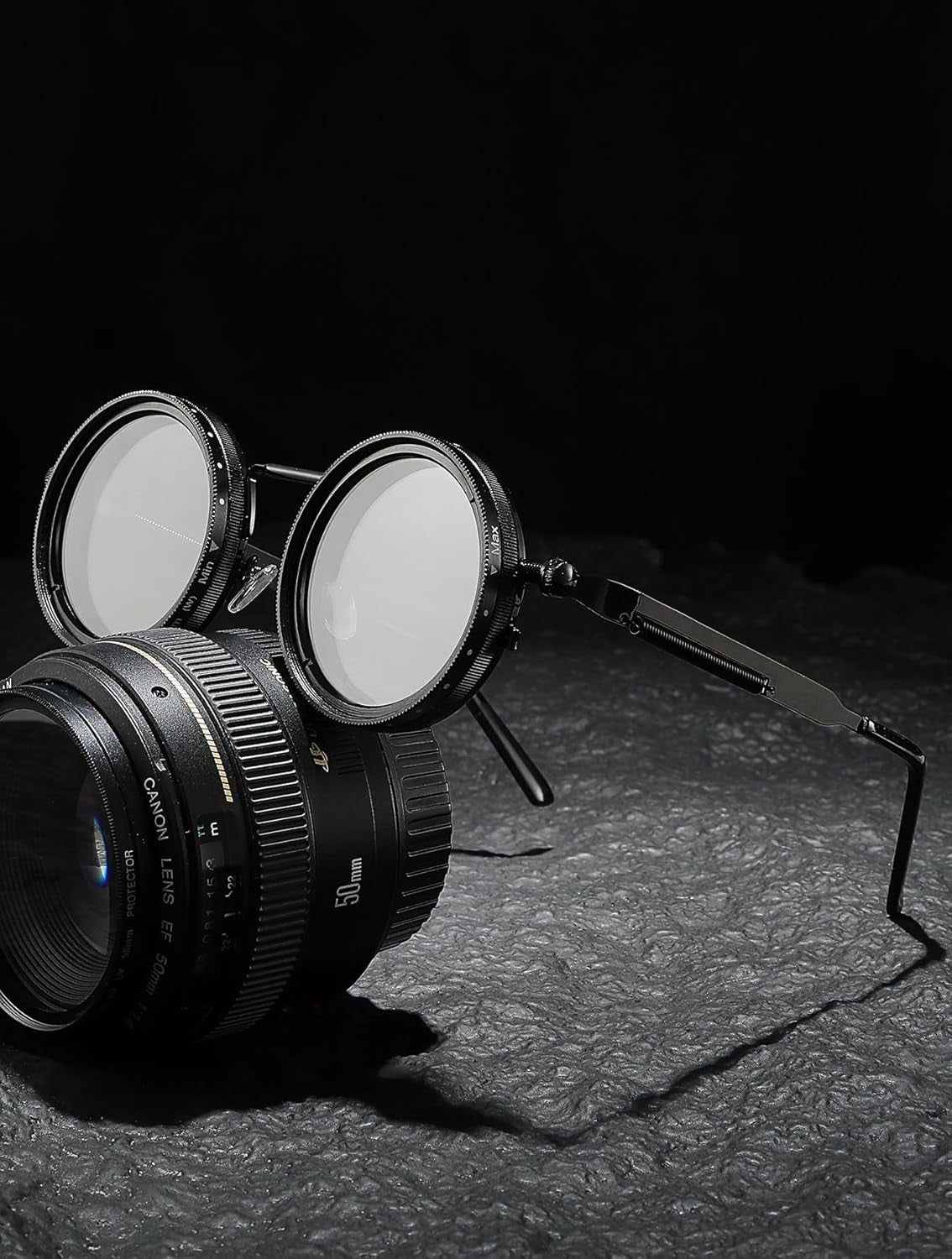 Adjustable Tint Sunglasses, 1-9 Gears Nightshift Glasses Retro round Polarized Dimming Glasses ND Filter Lenses