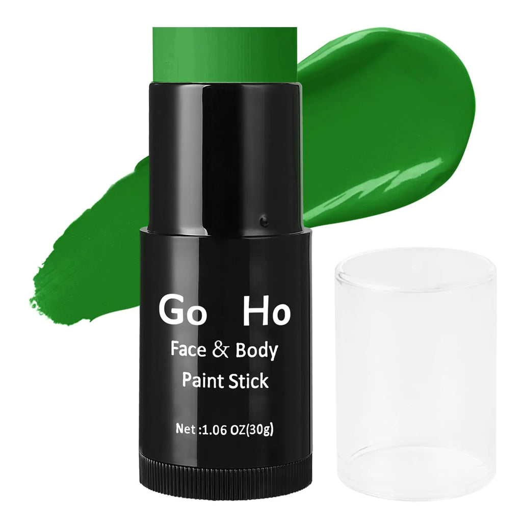 Go Ho Go Ho Cream-Blendable Green Face Paint Stick (1.06 Oz)Full-coverage Green Body Paint Stick for Adults Children Halloween Cosplay SFX Shrek Witch MakeupWaterproof Green Eye Black Stick